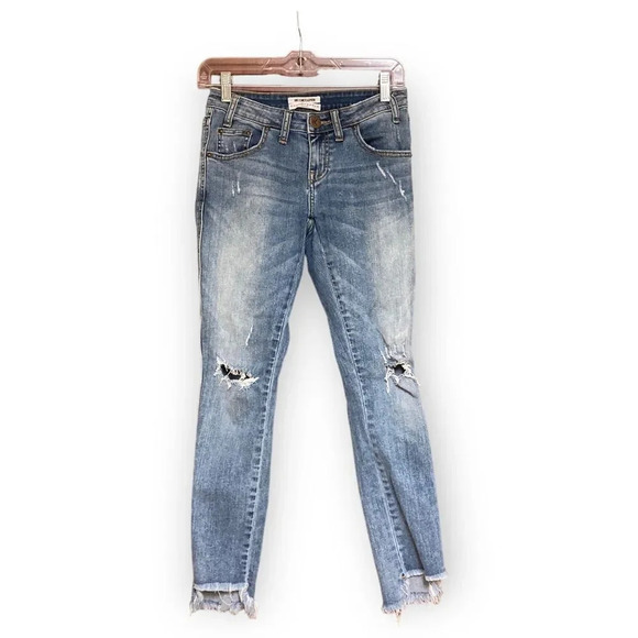 ONE TEASPOON Freebirds II Low Waist Skinny Light Wash Step Hem Jeans Size 26 - Picture 2 of 10